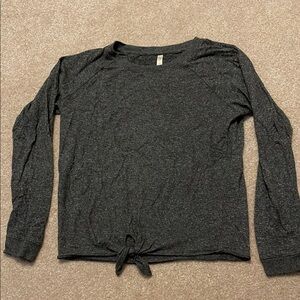 Aeropostale Gray Long Sleeve Tie Front Tee